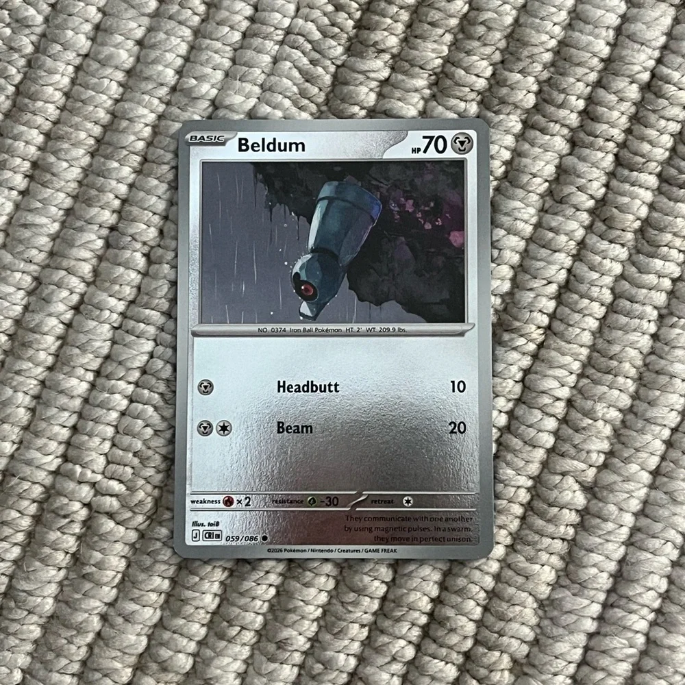 Pokemon beldum 059/086 reverse holo chaos rising card